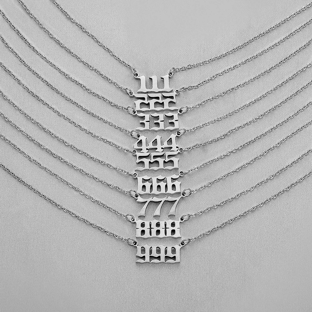 New Ins Stainless Steel Angel Number 111-999 Necklace Vintage Digital Pendant Necklaces For Women Fashion Jewelry Gift