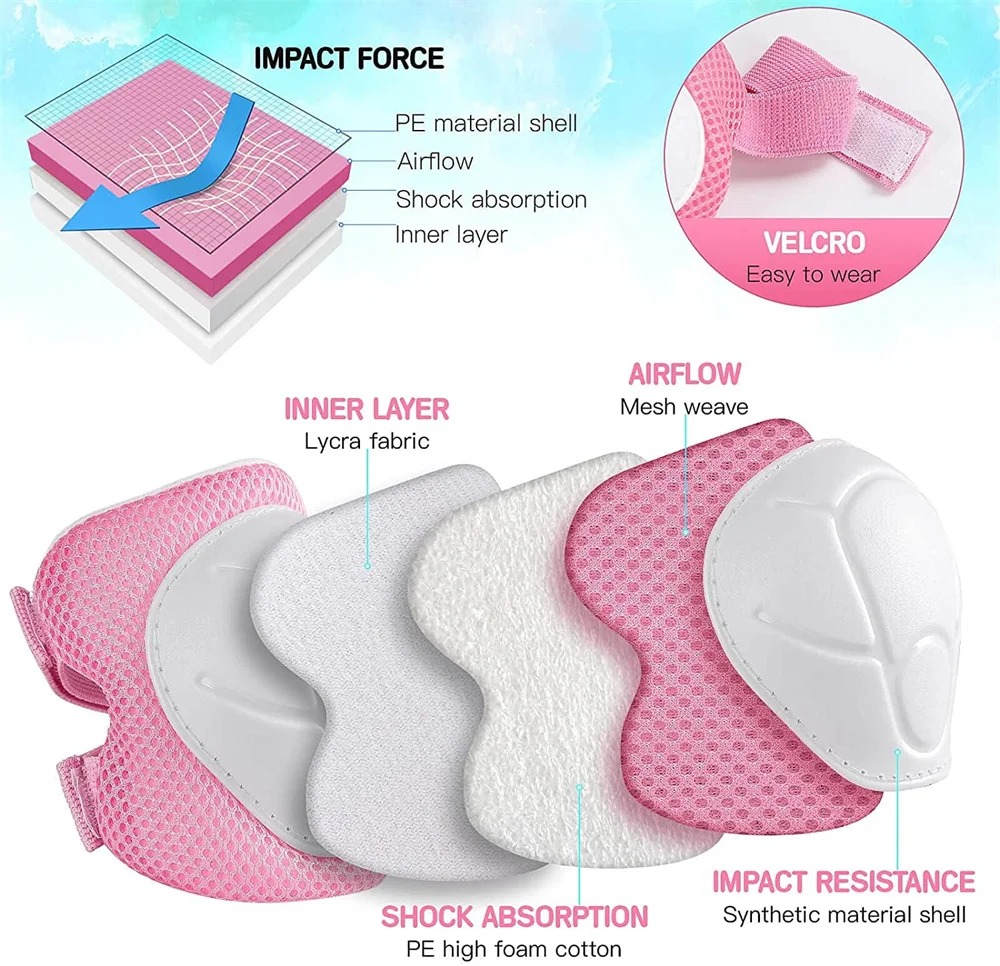 Kids Protective Gear Set Knee Pads for Kids 4-10 Years Toddler Knee and Elbow Pads with Wrist Guards for Skating Cycling Bike