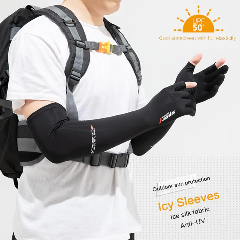 Summer Ice Silk Sleeves Firm And Reliable Reliable One Size Arm Guard Sleeves Ice Sleeves Half Finger Gloves High Elasticity