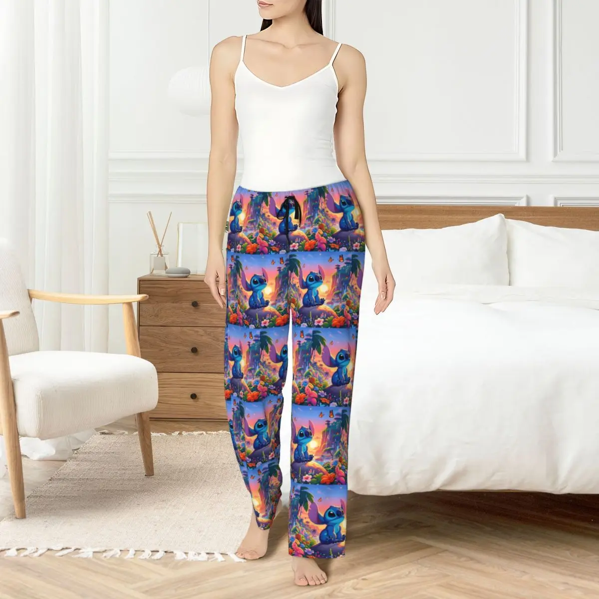 

Custom Print Stitch Pajama Pants Women's Science Fiction Sleep Sleepwear Bottoms with Pockets