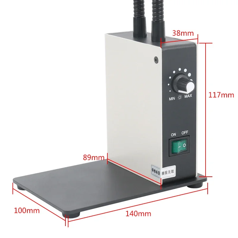 듀얼 구즈넥 스포트라이트 조절식 조명기 소스 LED 조명, 스테레오 현미경 카메라 PCB 수리 납땜용, 20W, 6000K
