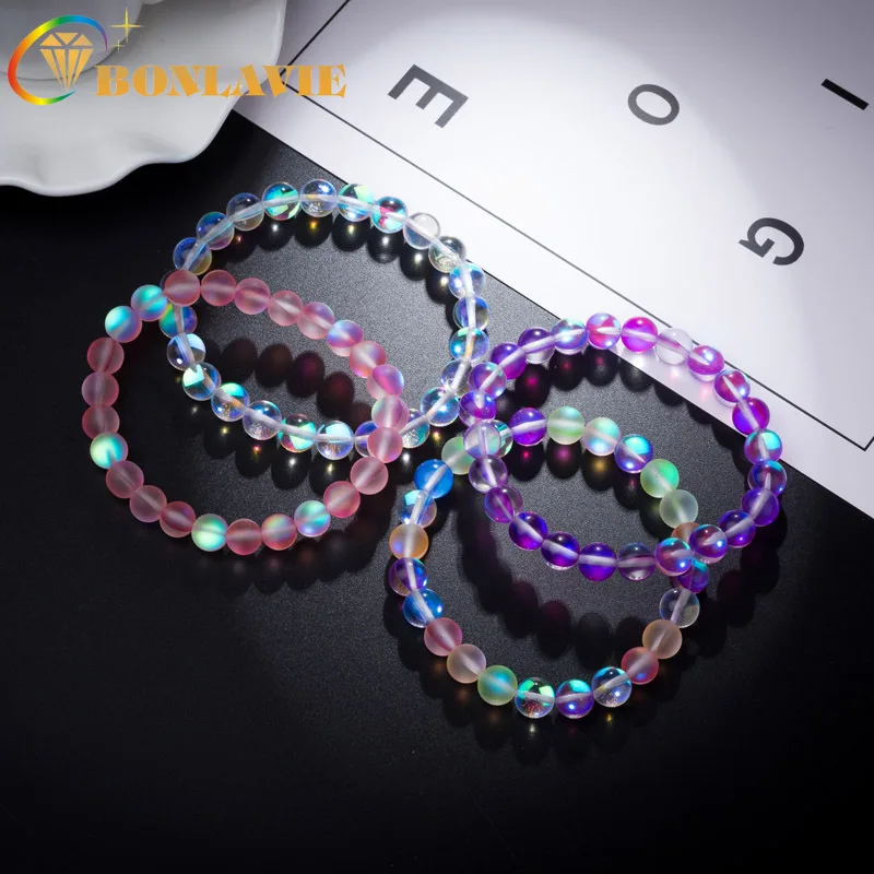 Men Women's Natural Glitter Stone Bead Bracelet Colorful Chakra Energy Yoga Bead Bracelet Lovely Round Geometric Charms Bracelet