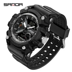 SANDA 3179-reloj militar Digital para hombre, resistente al agua 50M, pantalla Dual, de cuarzo, deportivo, luminoso