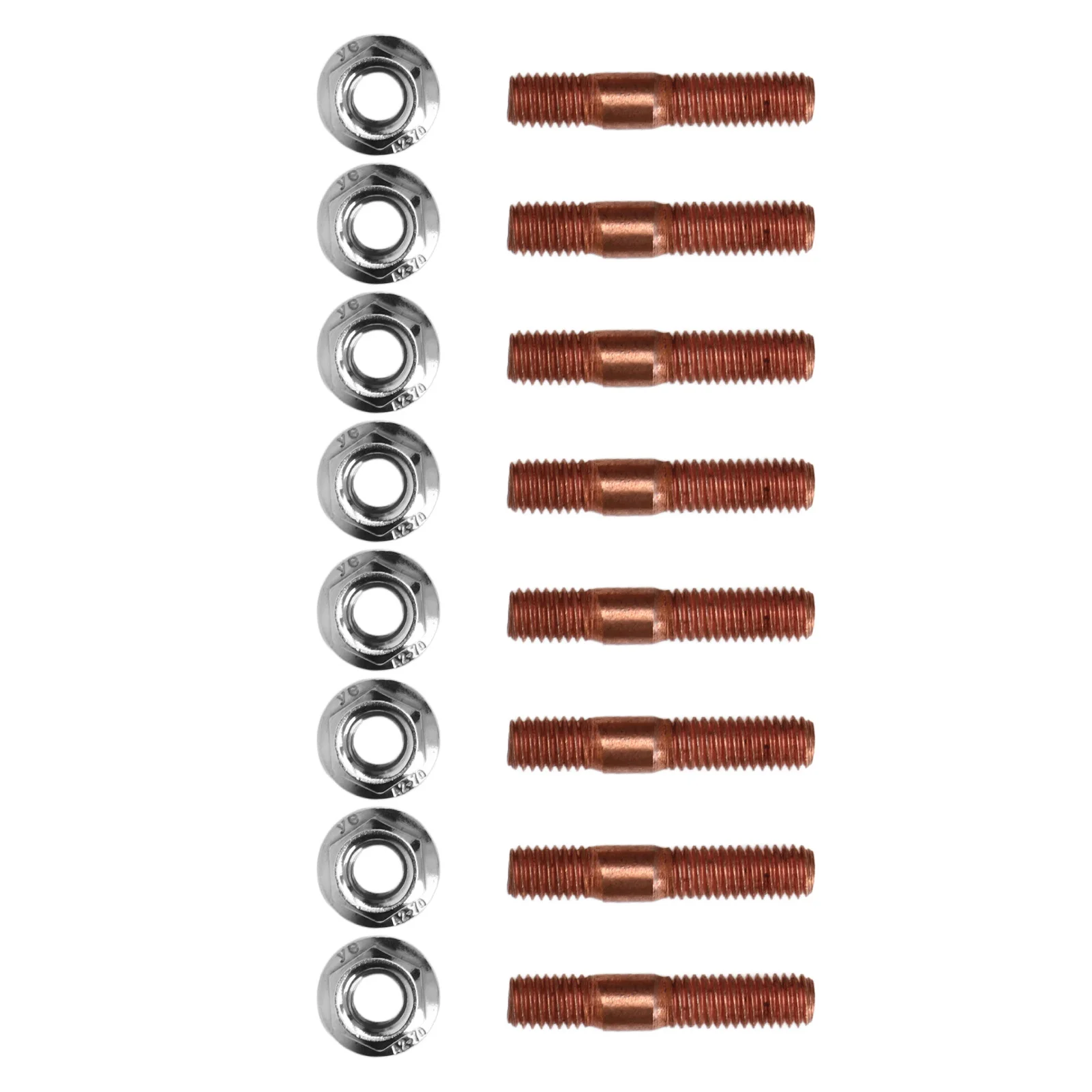 8 Pcs M8 1.25 Threaded Turbo Studs Kit 8mm Metal Alloy High Pressure Resistant Exhaust Manifold Stud Bolt Nut Hardware