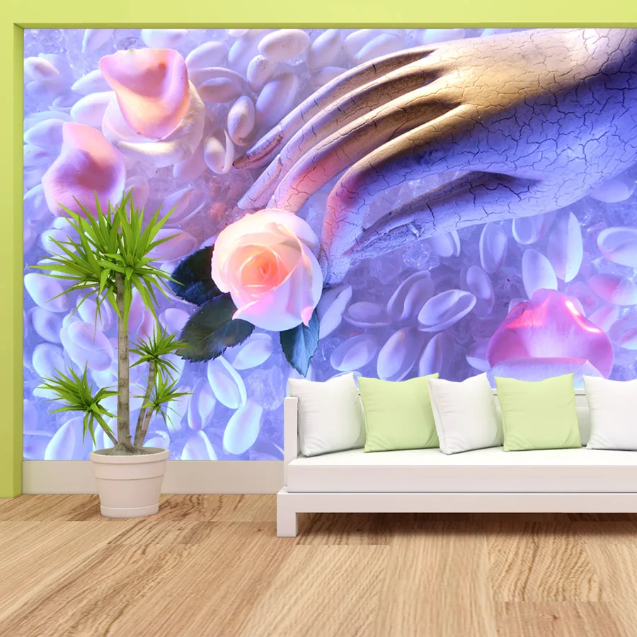 

Custom Removable Self Adhesive Wallpapers for Living Room Kids Baby Cartoon Wall Papers Home Decor Hand Floral Painting TV Mural