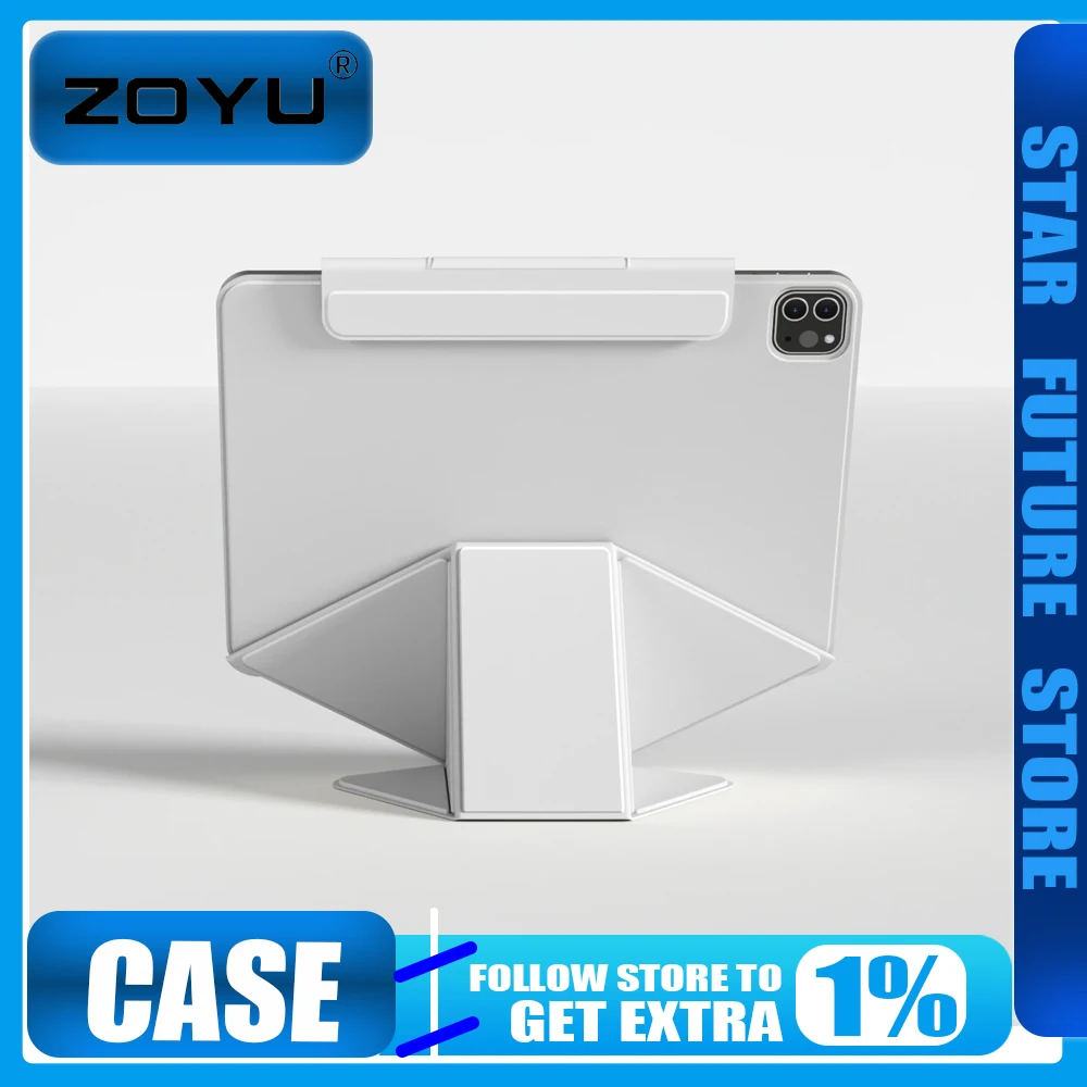 

Защитный чехол Zoyu для iPad Pro, магнитный двусторонний зажим с подставкой по высоте для Apple Air7/5/6/iPad10/11, складной вращающийся 13 дюймов