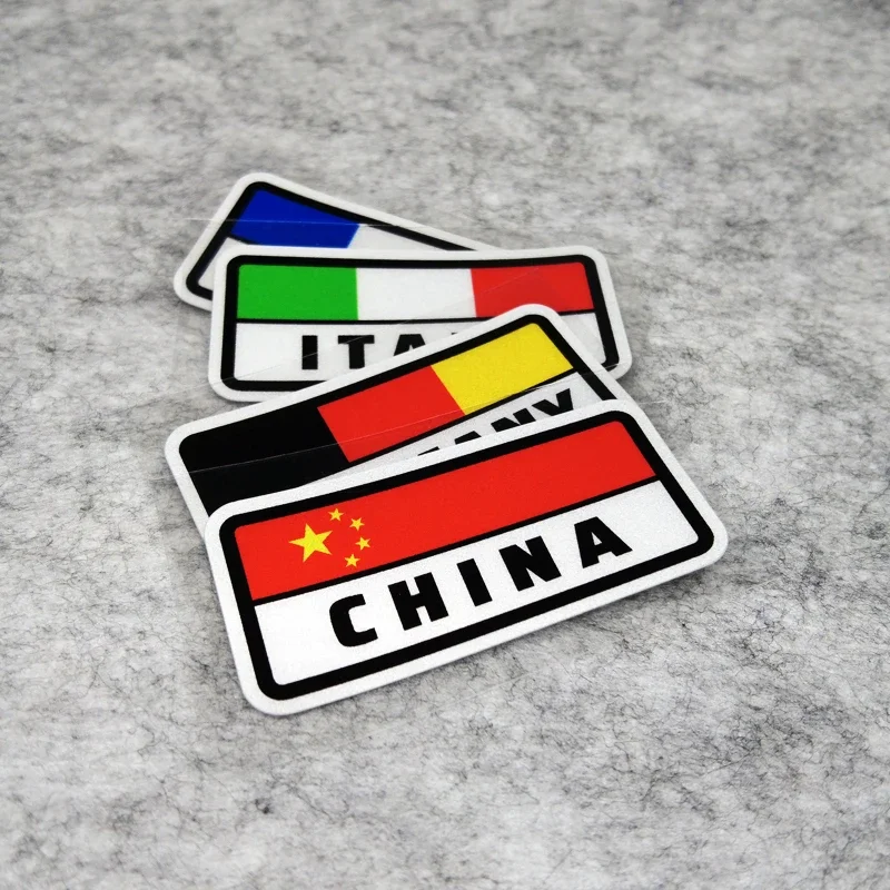 S089 Motorcycle Car Modification Vinyl Stickers National Flag Made in Italy China France Germany Reflective Waterproof Decals