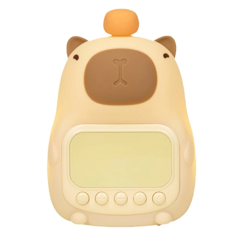 

A68P-Capybara Night Light With Digital Clock, Silicone Animal Night Light Rechargeable Tabletop Decoration Lamp,Capybara Lamp