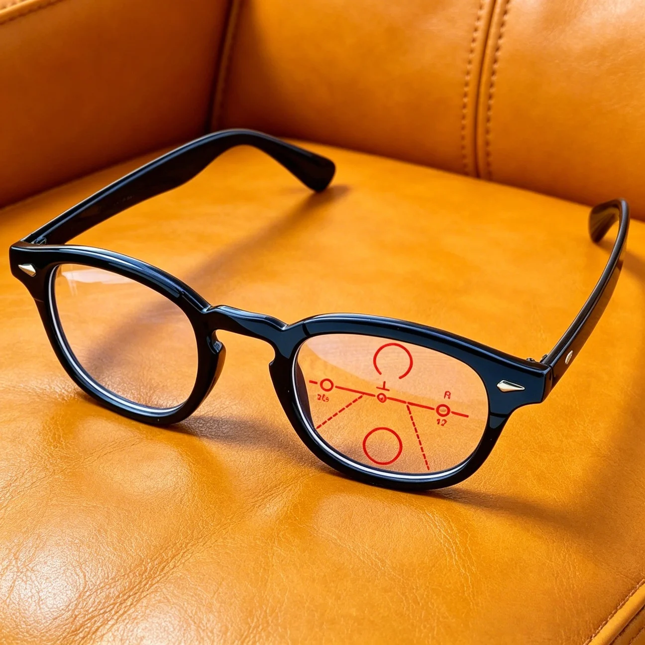 レトロな丸型累進多焦点老眼鏡-メンズ-ブルーライトカット-ブラックフレーム-老眼用メガネ-近視・遠視両用