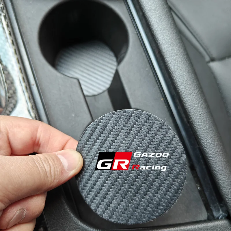 Car Water Cup Mat Anti-Slip Pad For TOYOTA GR Yaris Sport Gazoo Racing Corolla Supra 86 Hilux C-HR Cross RAV4 Prius Accessories