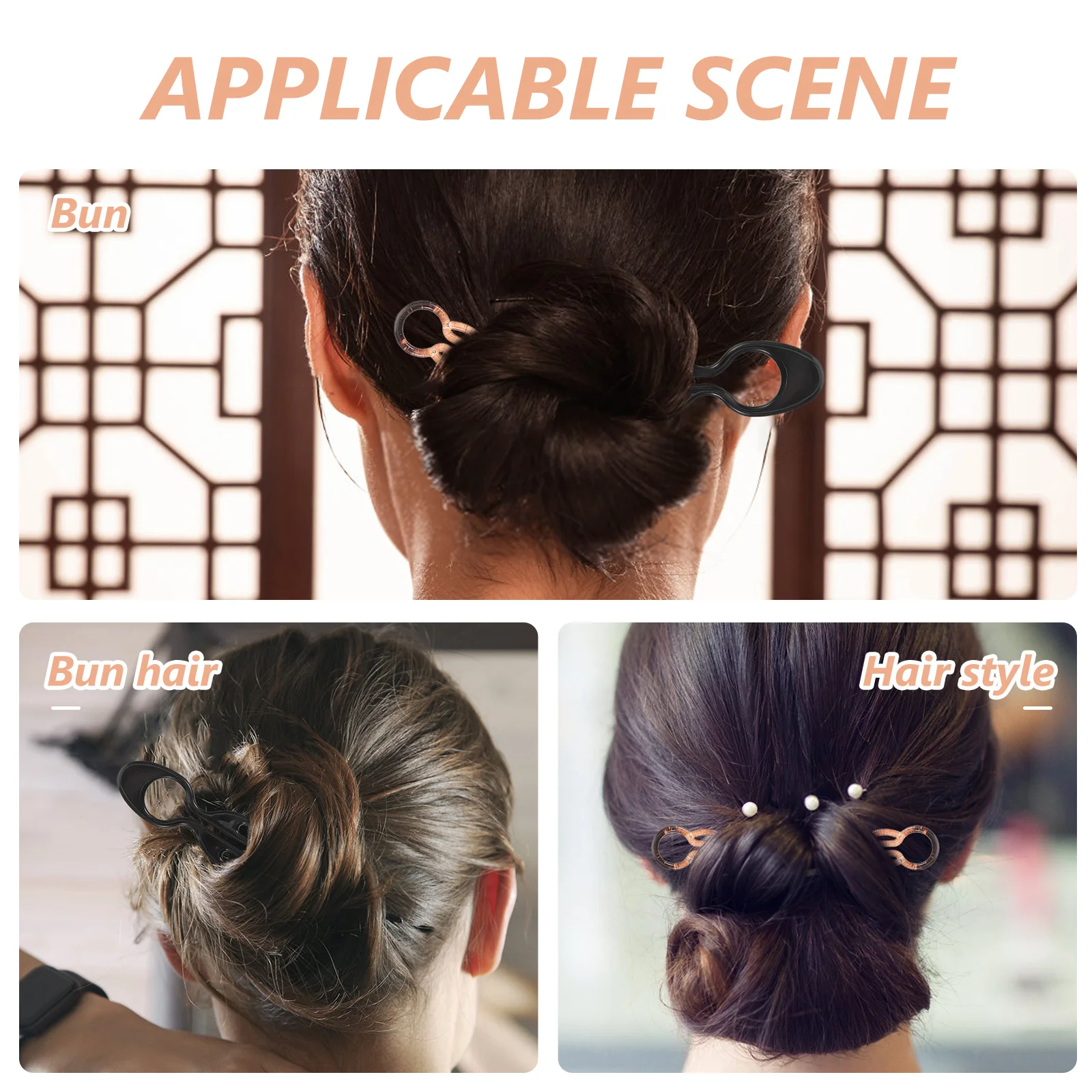 2 ชิ้น Hairpin Headwear อุปกรณ์เสริมฝรั่งเศสส้อมเครื่องประดับพลาสติกจีน Sticks Buns