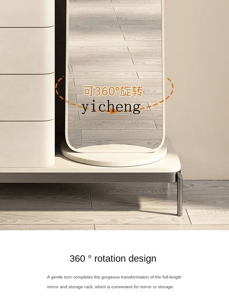 c9.22-Rotating Dressing Mirror Multi-Functional Full-Length Mirror Storage Cabinet Shelf with Cabinet