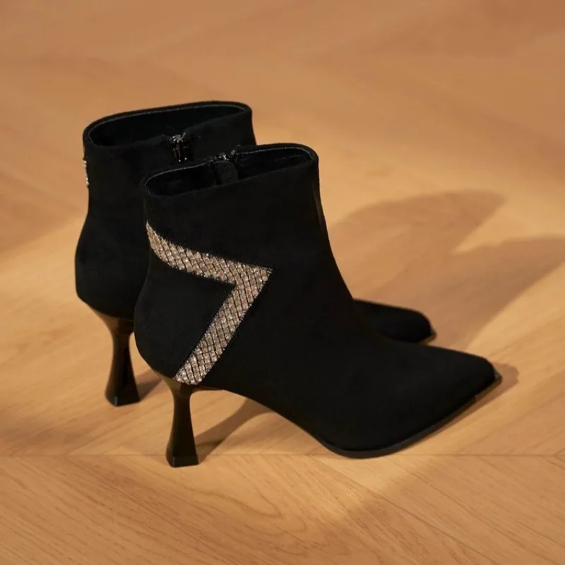 جديد الشتاء ort أحذية نسائية Fce اصطف عالية الكعب الجوارب الجلدية الناعمة أشار تو الجانب سستة الكورية Sle #5