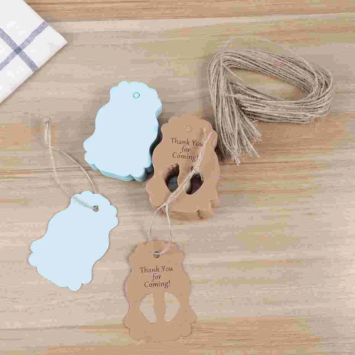 

50pcs Thank You for Coming Tags Baby Thank You Tags Kraft Paper Gift Tags (Blue)