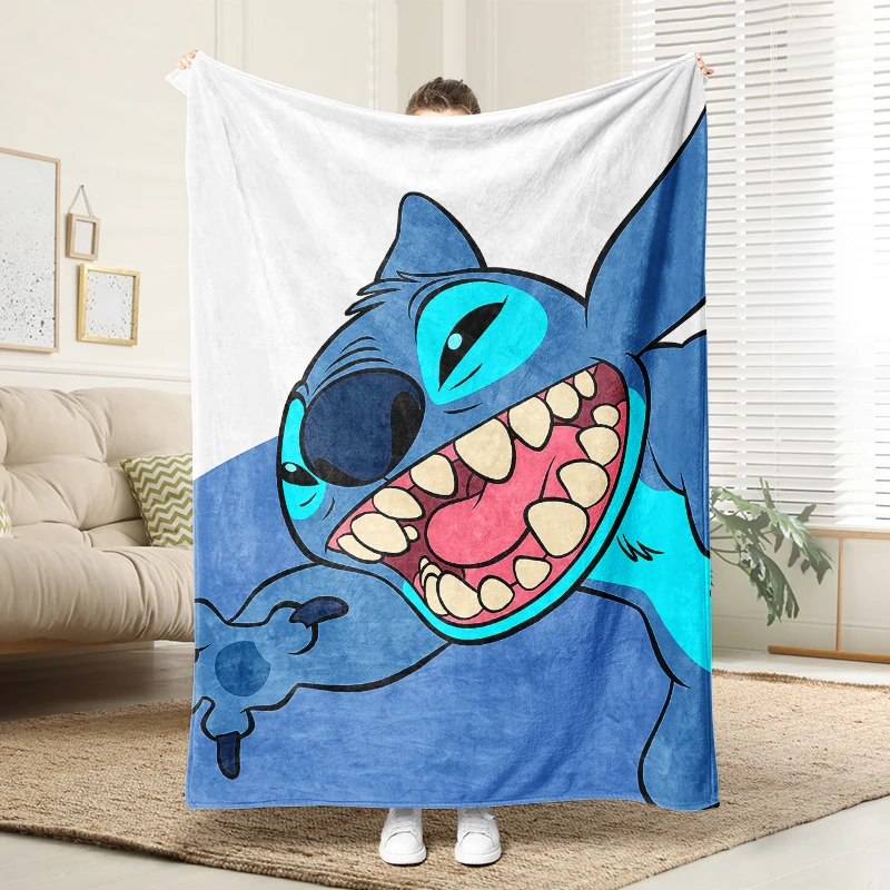

Disney Stitch Smiling Printed Blanket Soft Plush Throw Sofa Bed Warm Blanket Kids Gift Cartoon Home Decor