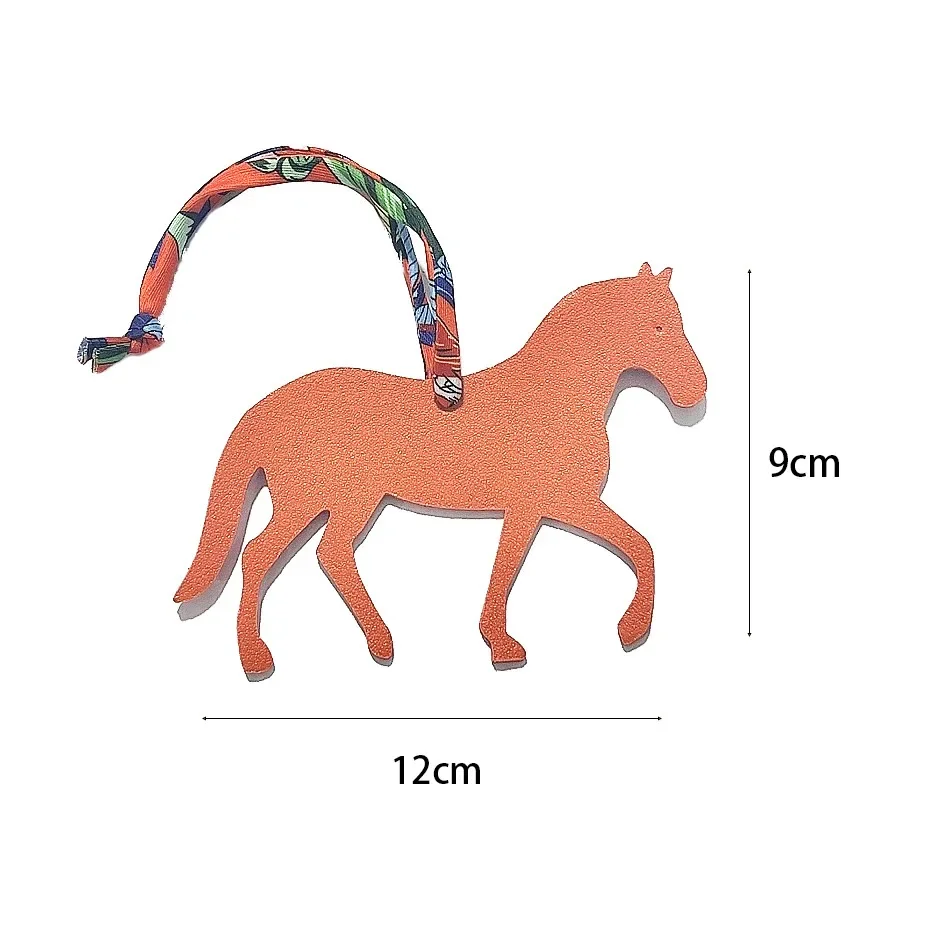 Trendy PU Leather Rocking Horse Keychain Cartoon Animal Pendant Key Ring Charm Women Bag Decoration Accessories