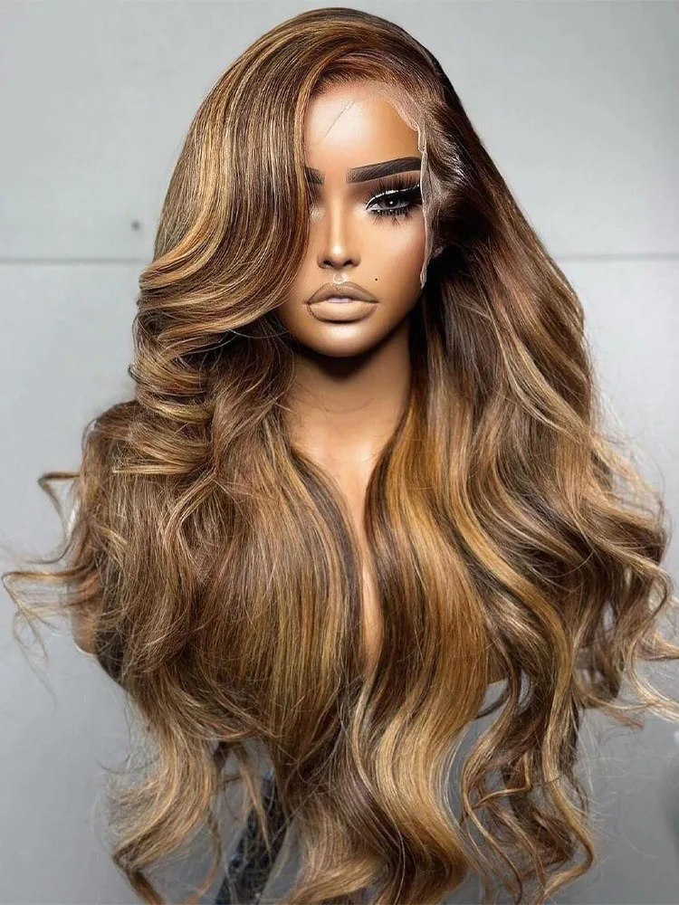 Highlight Wig Human Hair Honey Blonde Body Wave Lace Front Wig Brazilian 13x4 Lace Frontal Huamn Hair  Wigs For  Black Women