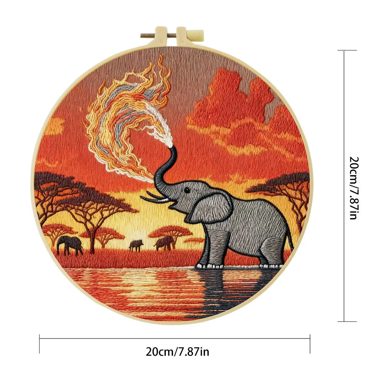 1 Stück 20X20CM/15X15CM 7,87/6,3 Zoll Tier - Elefant Stickerei Starter-Kit DIY-Kit DIY-Stickerei-Set Handarbeiten Heimdekoration – Detail 4