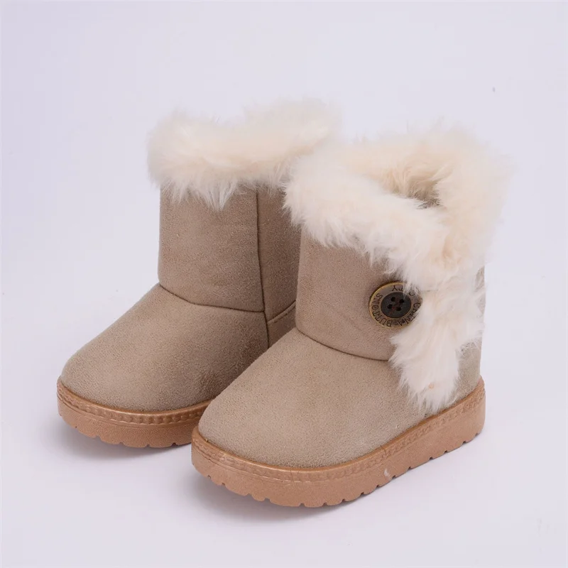 Stivali di peluche spessi per bambini moda ragazzi ragazze stivali da neve inverno caldo più stivali corti in velluto scarpe per bambini nuovi