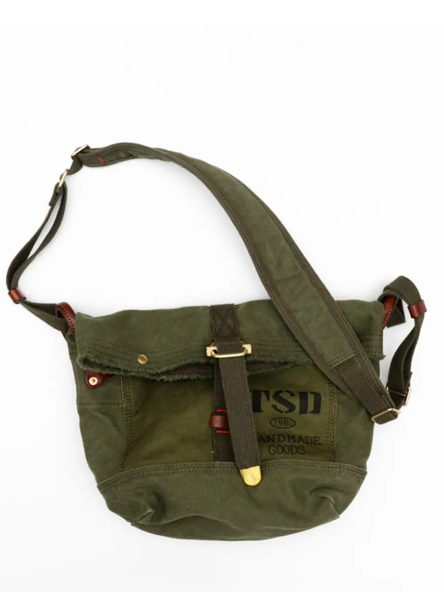 casual daily travel high quality canvas men's crossbody bag vintage designer luxury handmade commute army green shoulder bag