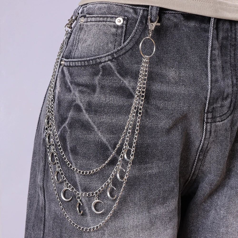 Punk Metal Bag Chain Hip Hop Hipster Cool Hundred  Pants Chain For Men and Women Rock and roll Accessorie Waist chain keychain
