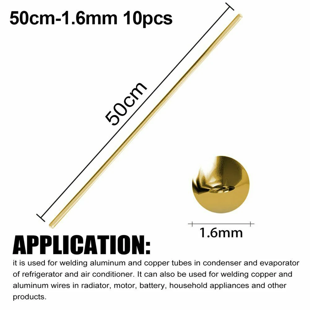 Brazing Rods Wel Ding Rods Weld Wire 10pc 33cm*1.6mm 33cm*2.0mm 33cm/13\" 50cm/19.7\" Sol Dering Flux Wel Ding