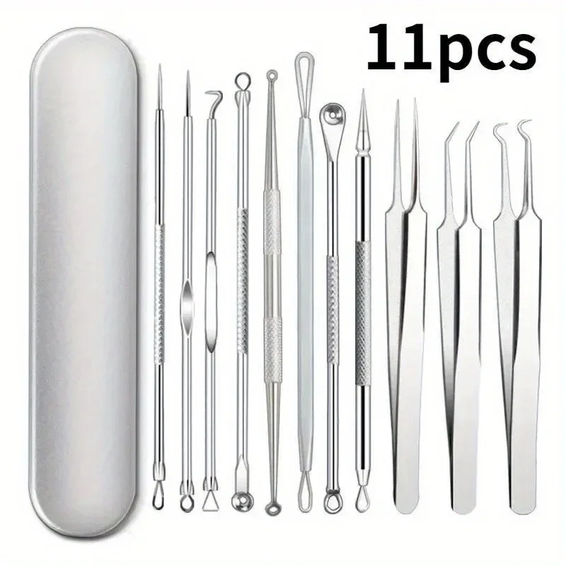 11-Piece Professional Needle Set,Ultra-Fine No. 5 Facial Pore Tool,Stainless Steel Needles—Facial Care Tools,Skincare Essentials