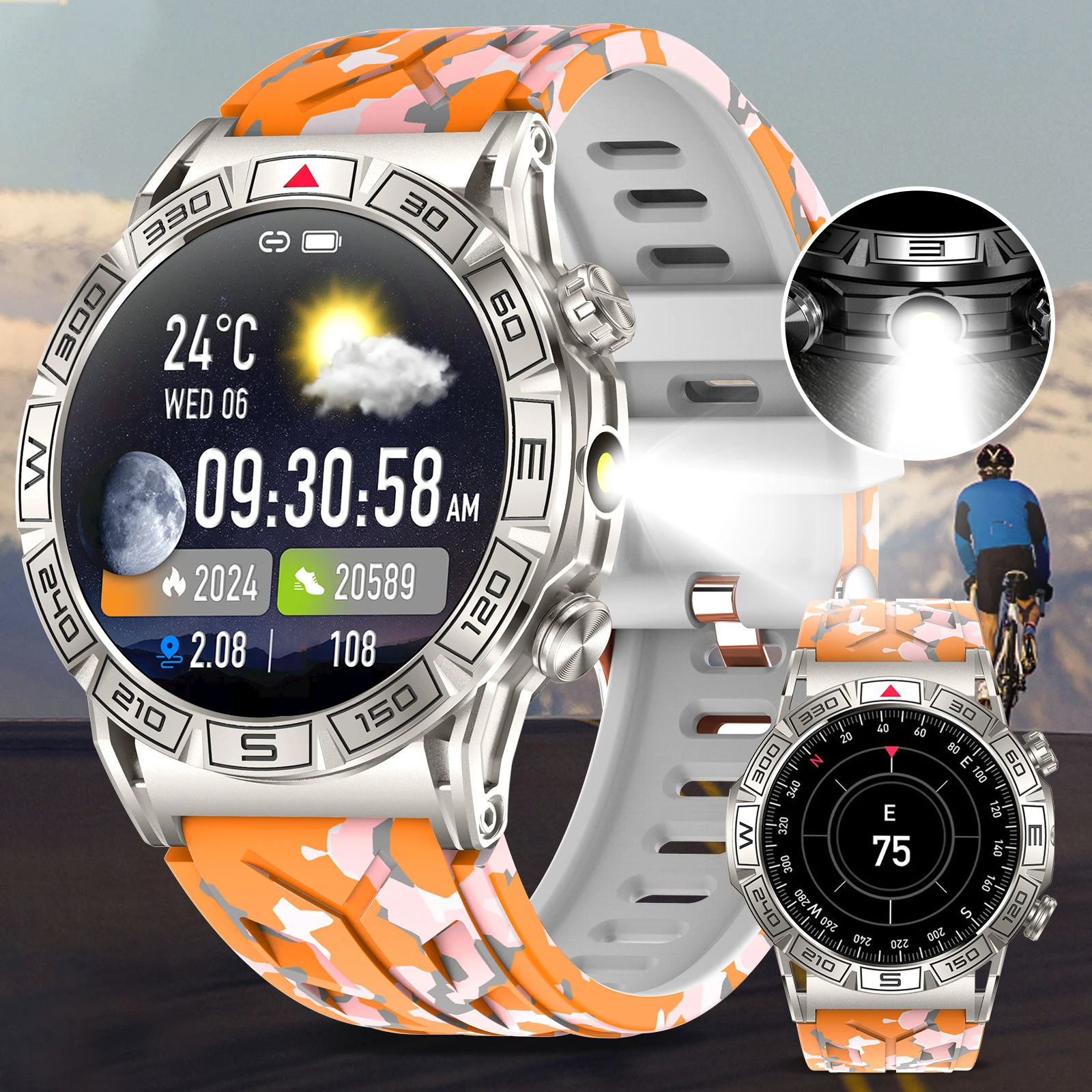 

Мужские прочные смарт-часы для активного отдыха с LED-дисплеем (ответ на звонки/совершение звонков), шагомер, высокое качество, беспроводные звонки