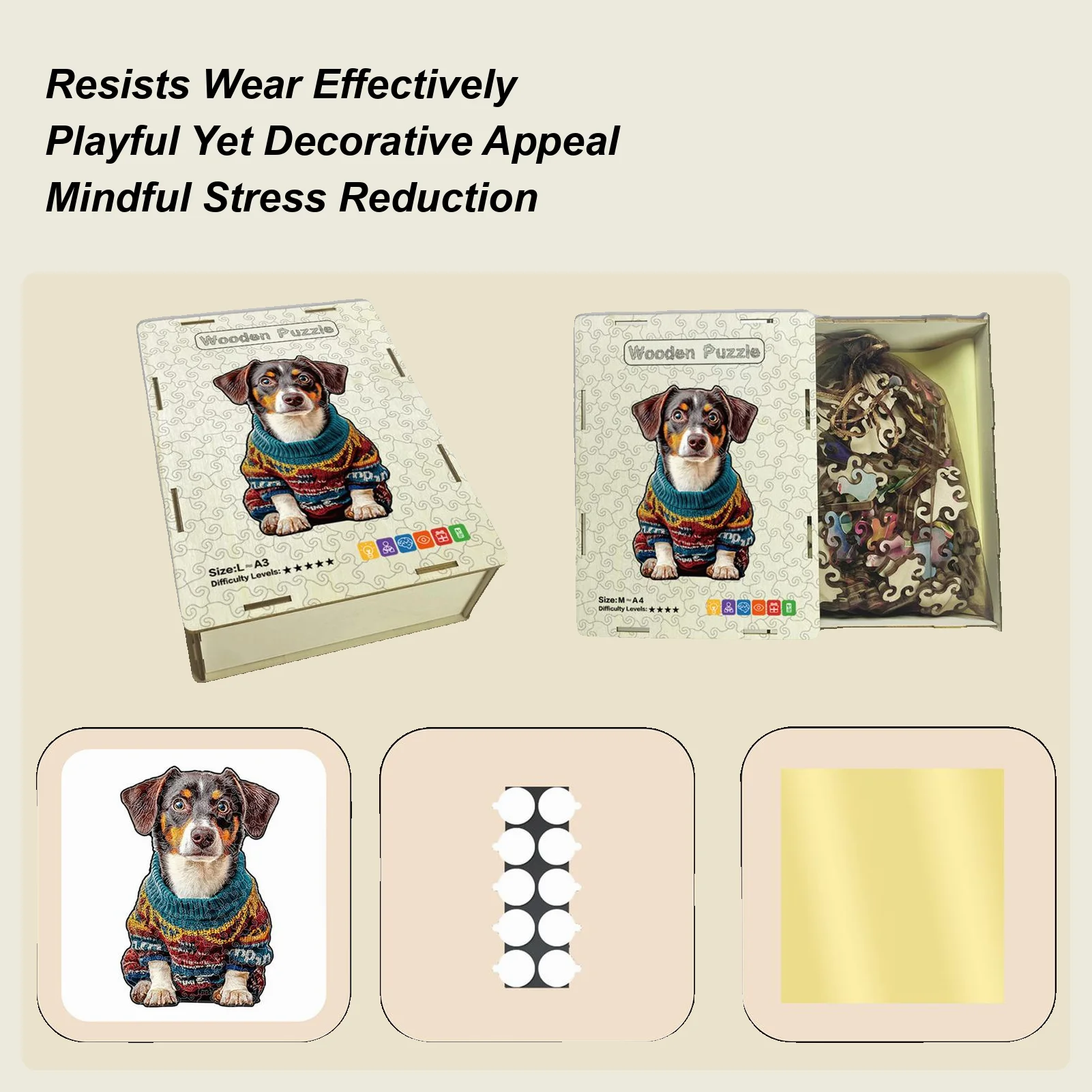 

Adult Puzzle Decorative Interactive Christmas Wooden Dog Jigsaw Puzzle For Men Women Girls Youth Teens Husband Son Daughter