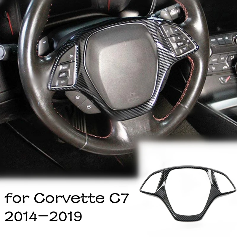

Автомобильные аксессуары для Chevrolet Corvette C7 2014-2019, карбоновое волокно, внутреннее украшение рулевого колеса, отделка
