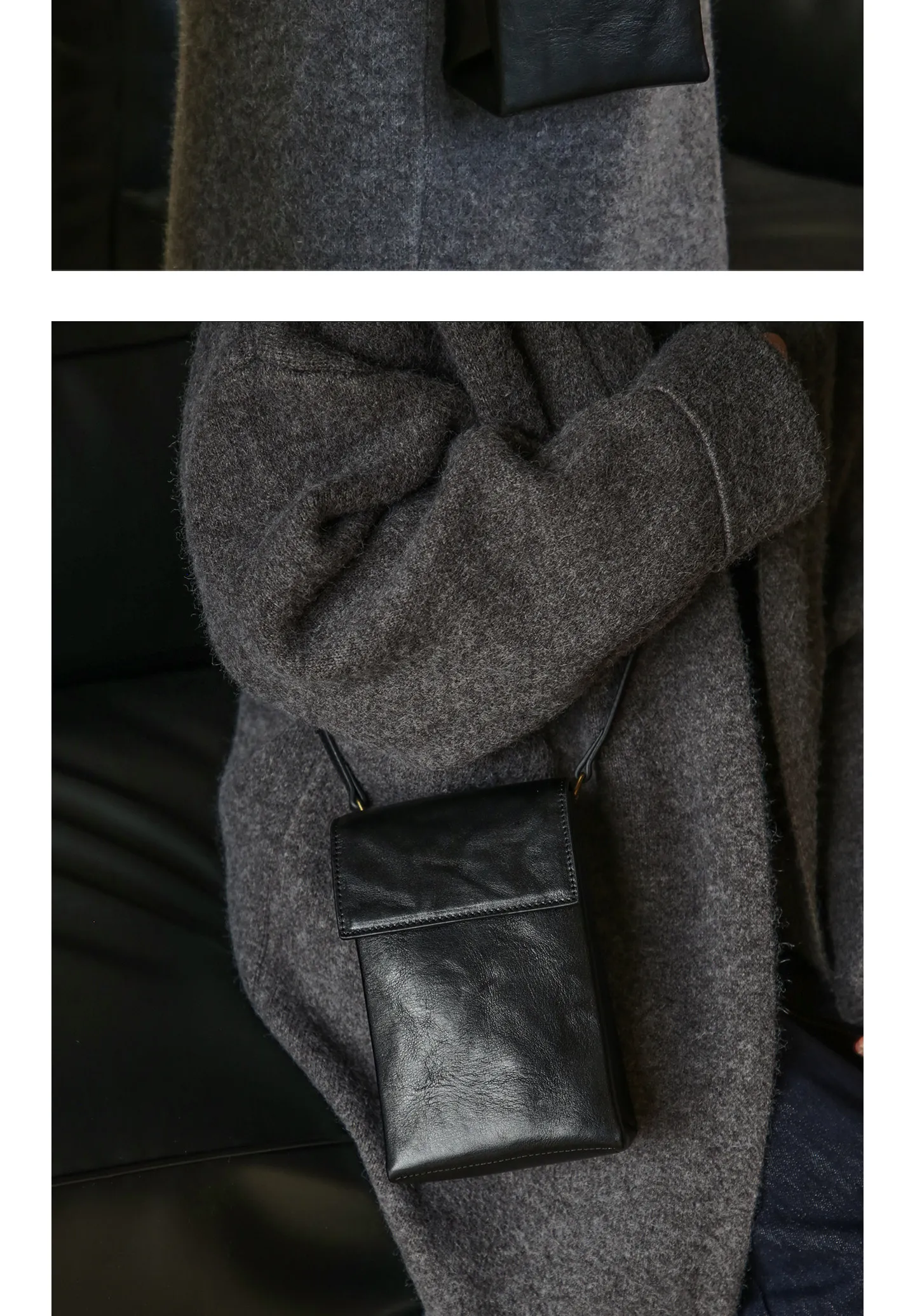 PNDME einfache, hochwertige Damen-Umhängetasche aus Rindsleder der ersten Schicht, kleine Schulter-Crossbody-Tasche für den Alltag im Freien, luxuriöse Handytasche aus echtem Leder – Detail 14