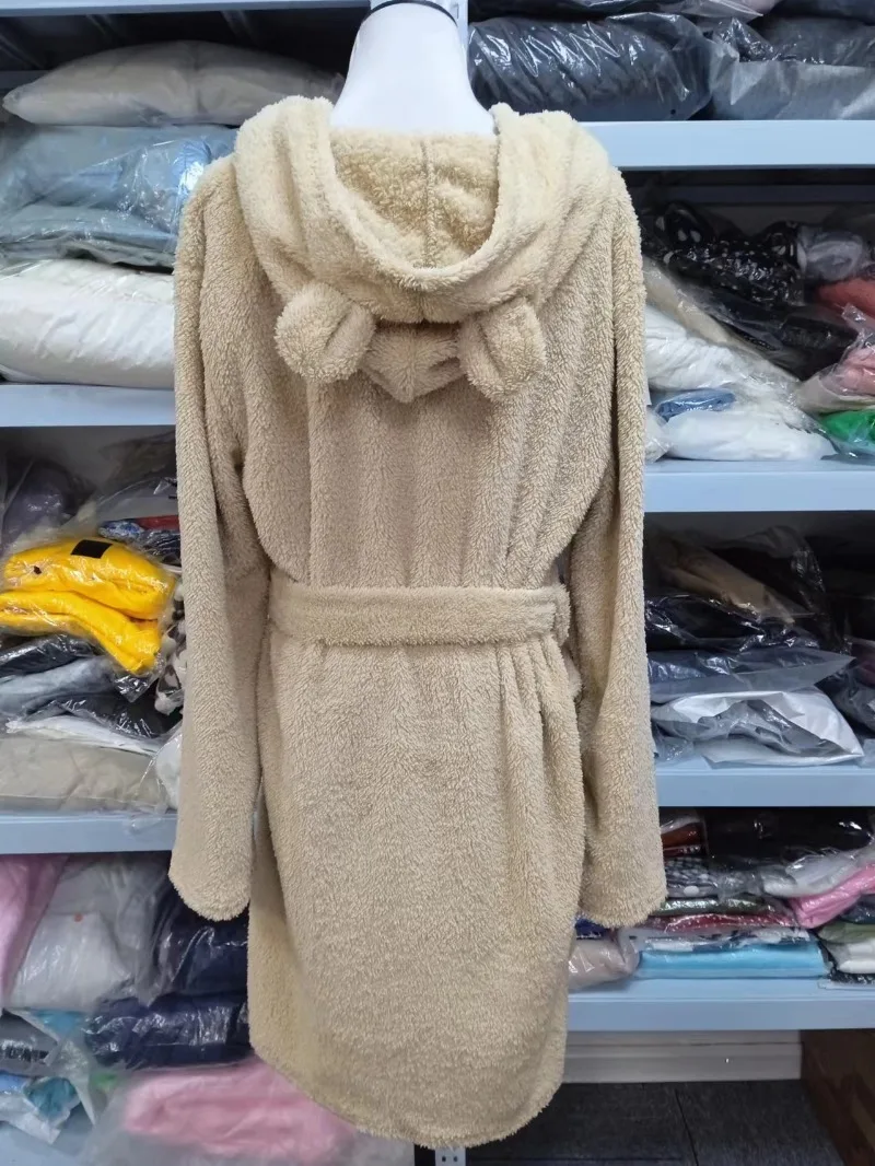 Autunno Inverno Cappotto peloso con orecchie carine Giacca allentata pigra Donna Manica lunga Kawaii Dolce con cappuccio Rosa Cachi Cappotto moda casual Y2k