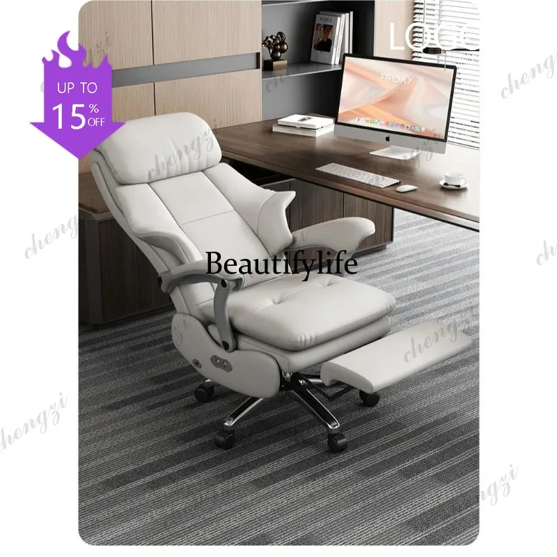 

C45 Electric Executive Office Chair - Genuine Leather Reclining Desk Chair with Luxurious Design for Home Business Furniture