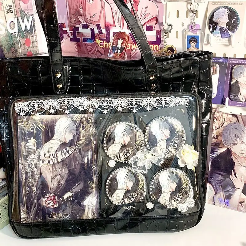 JIAERDI styl japoński Itabag damska torba na kwadratowa torebka na ramię Kawaii dla fanów Anime Harajuku