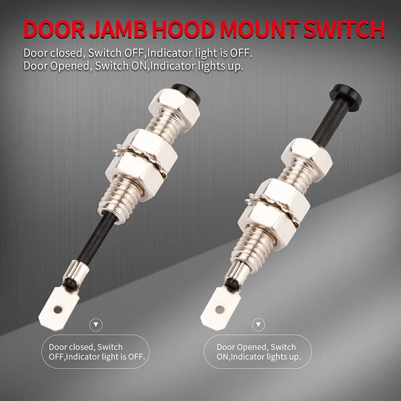 2pcs Security Adjustable Universal Car Hood Door Pin Switch - Auto Truck Alarm Light Screw Accessory