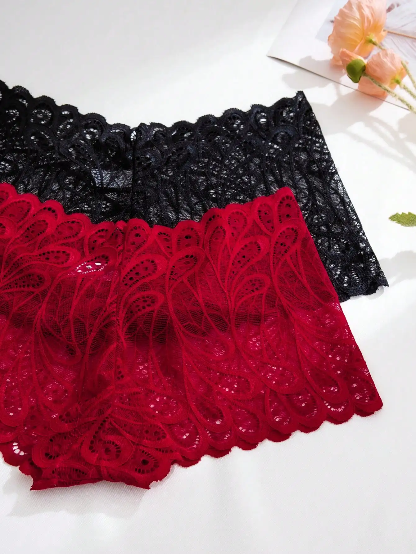 7Pcs Women Floral Hollow Lace Boy Shorts Wide Elastic Waist Anti-Ride Safety Underwear Anti-Chafing Under Skirt Panties