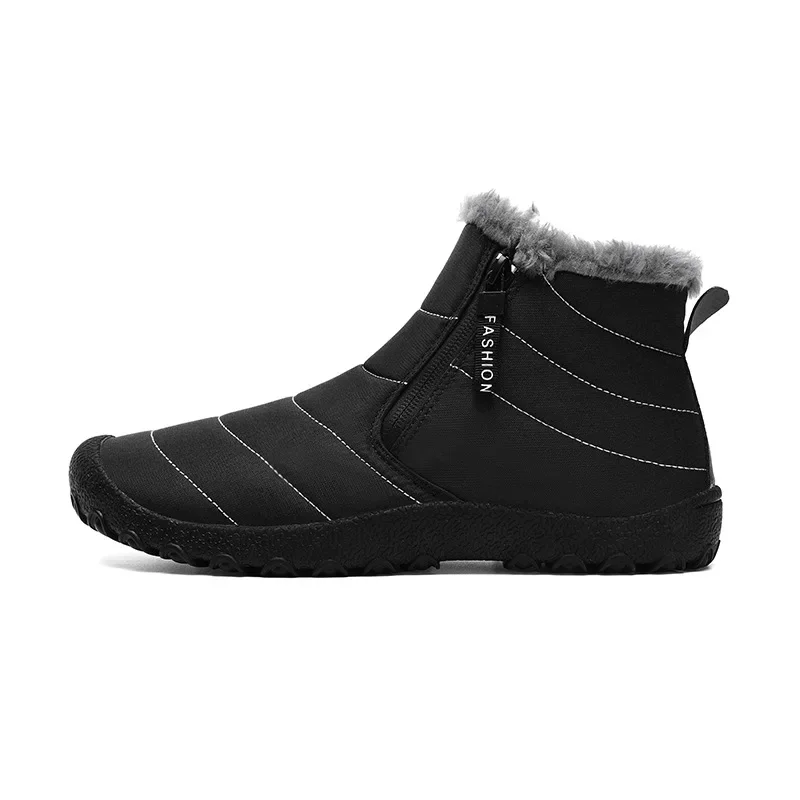 Botas de nieve para hombre, zapatos de algodón cálidos y gruesos impermeables para exteriores, botas de felpa con cremallera, calzado deportivo de invierno, novedad de 2024