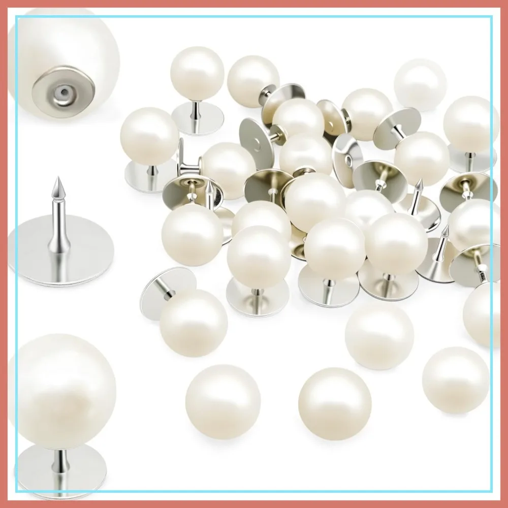 

30 Sets Pearl Buttons No Sew, 10mm Brooch Pins Reusable for Women, White Safety Pins for Dresses, Shirts, DIY Crafts