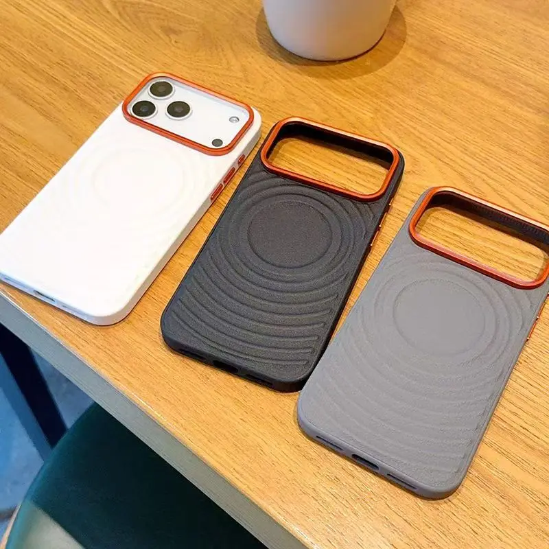 حافظة جلدية مغناطيسية بنمط تموج لهاتف آيفون 17 برو ماكس اير 17 16E 16 Plus 15 غطاء هاتف حماية كاملة للشحن اللاسلكي #3