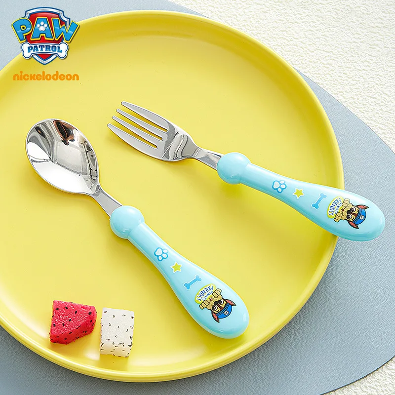 OPP Bag Genuine PAW Patrol 2pcs Cartoon Kids Spoon Fork Set Dessert CHASE SKYE Baby Gadgets Feed Kid Children\'s Cutlery Toy Doll