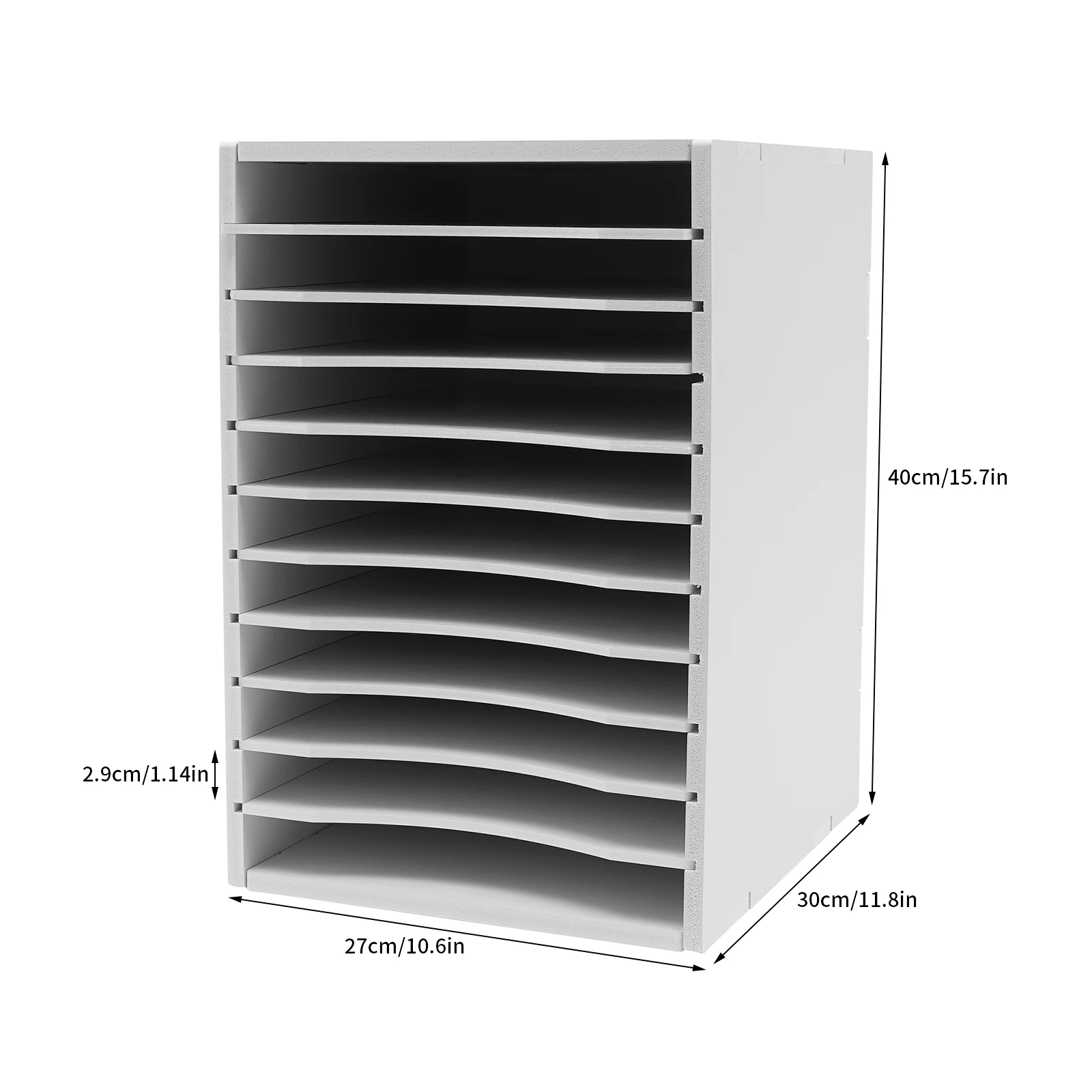 

File Organizer for Desk - 11 Tier Wide Document Holder,Paper Storage Holder, Desktop Organizer for Home Office School, White