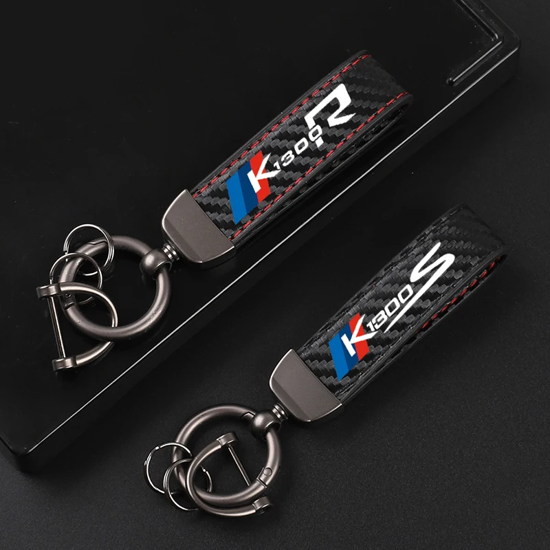 Leather Motorcycles keychain horseshoe buckle jewelry key chain for BMW K1300R K1300S Accessories