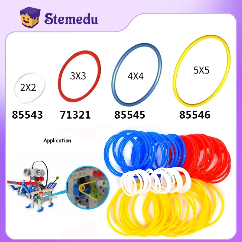 20PCS MOC Rubber Bands 2x2 3x3 4x4 5x5 85543 85544 85545 85546 for Hi-Technic Round Cross Section Pulley Wheel Belt Drive Belt