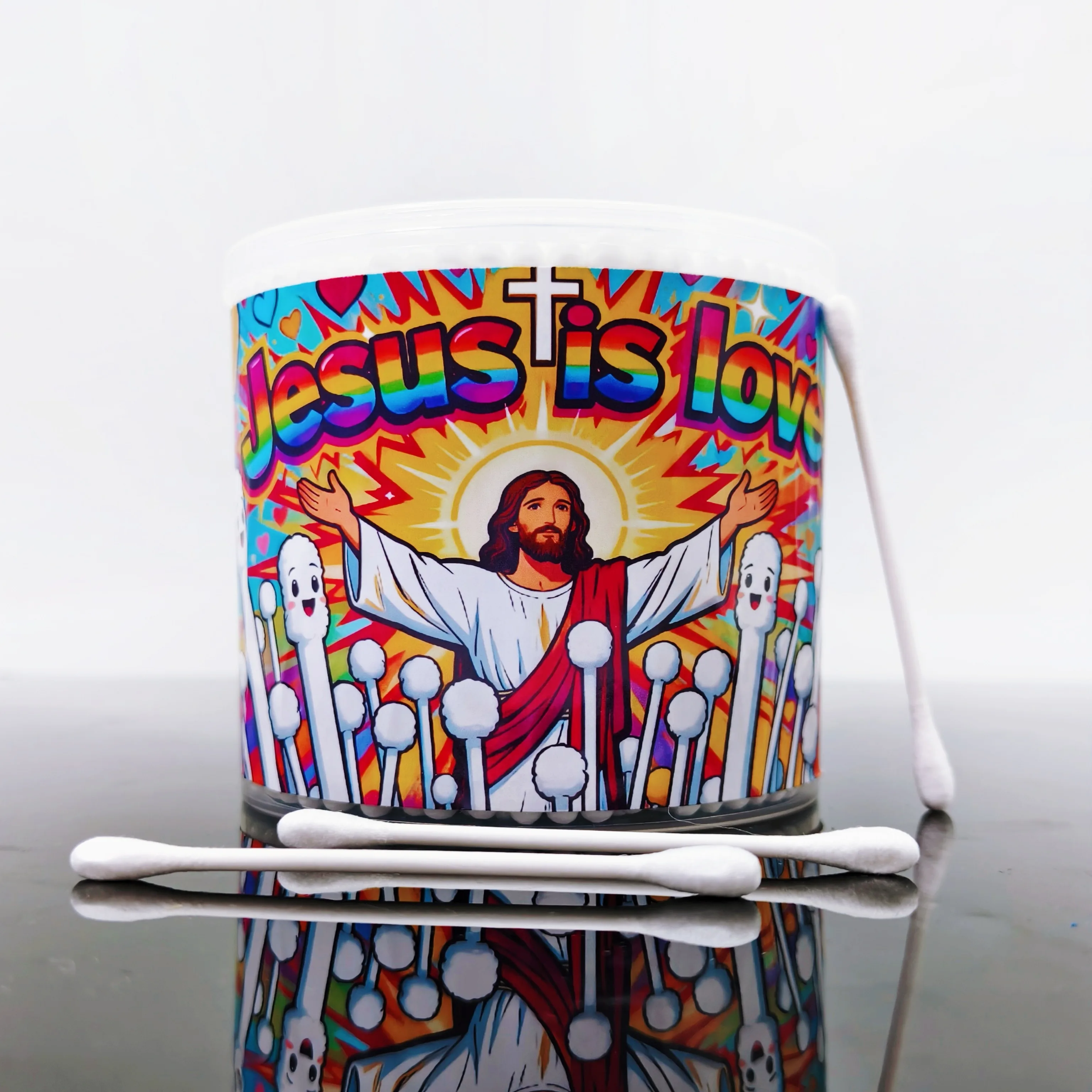 300 Stück/600 Stück Wattestäbchen mit religiösem Thema, Jesus Retter, kreative doppelköpfige Wattestäbchen, Jesus-Geschenk-Wattestäbchen
