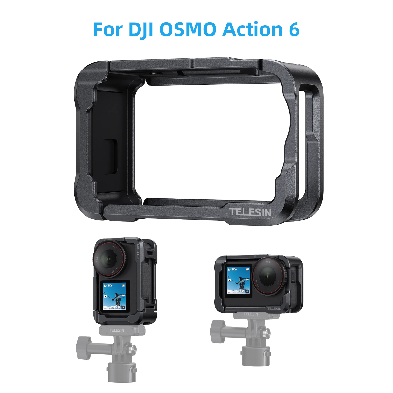 

TELESIN Metal Cage for DJI Action Action 6 Frame Case Full Protective Quick-release With Cold Shoe Interface Camera Accessories