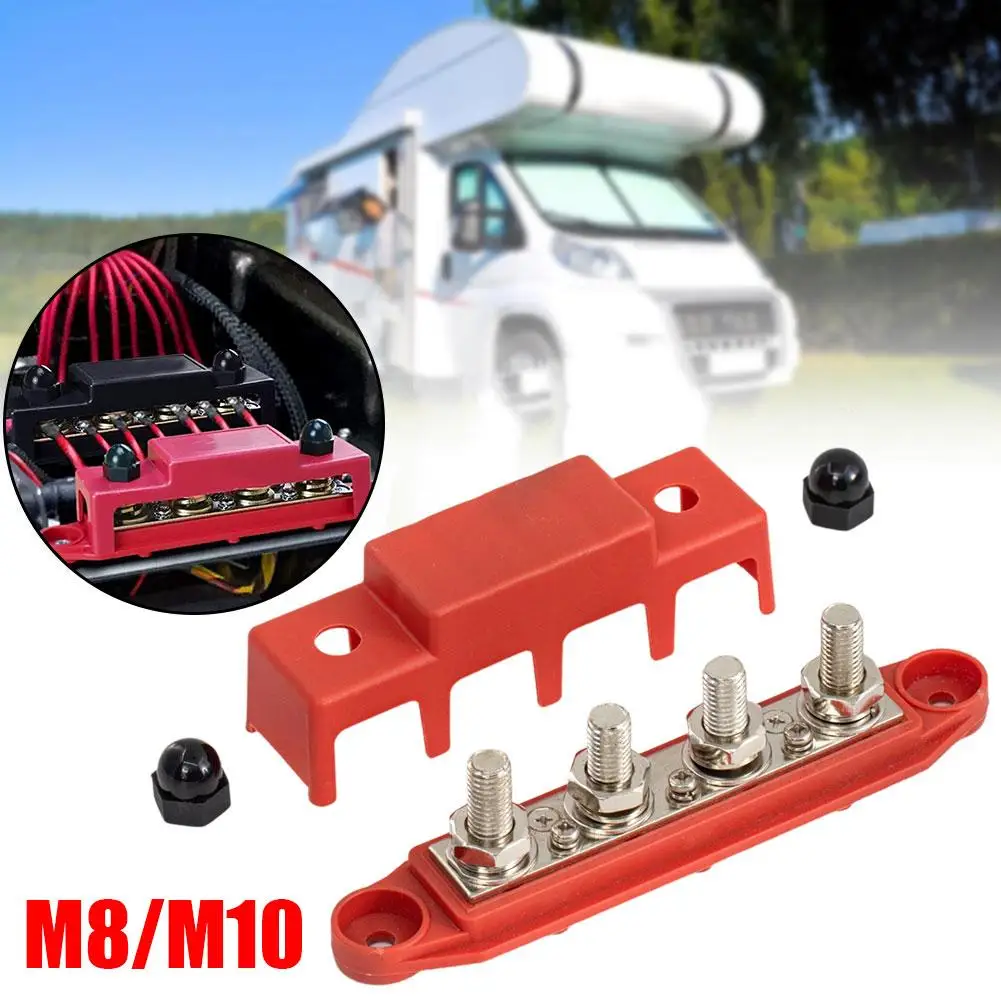 4 Post Power Distribution Block Terminal Screw Bus Bar M8 M10 High Current Wiring Stud Battery Junction Block for RV Ship C V0U3