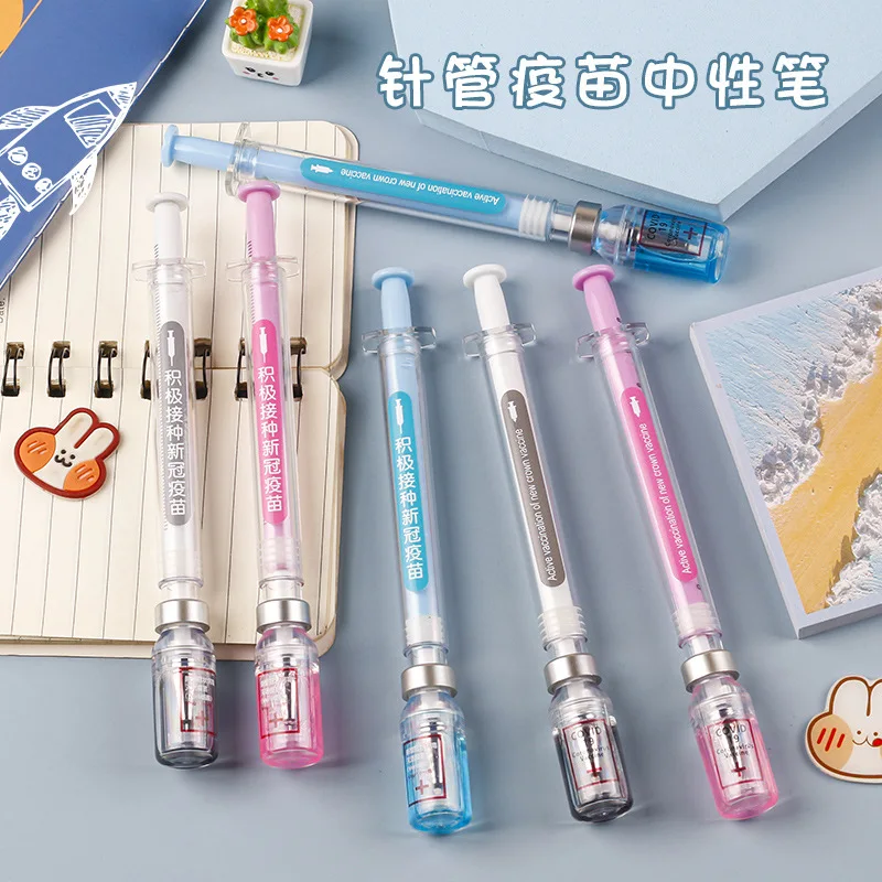 

30PCS Water jet syringe Rollerball pen syringe needle tube modeling student water-based pen creativity decompression 0.5mm