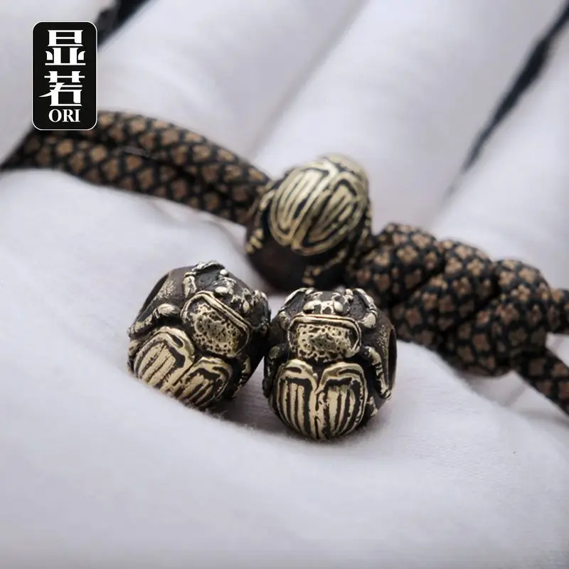 ORI Dung Beetle Faca Talão Pingente Bronze Criativo Inseto Corda DIY Acessórios EDC Pulseiras Presente Para O Homem