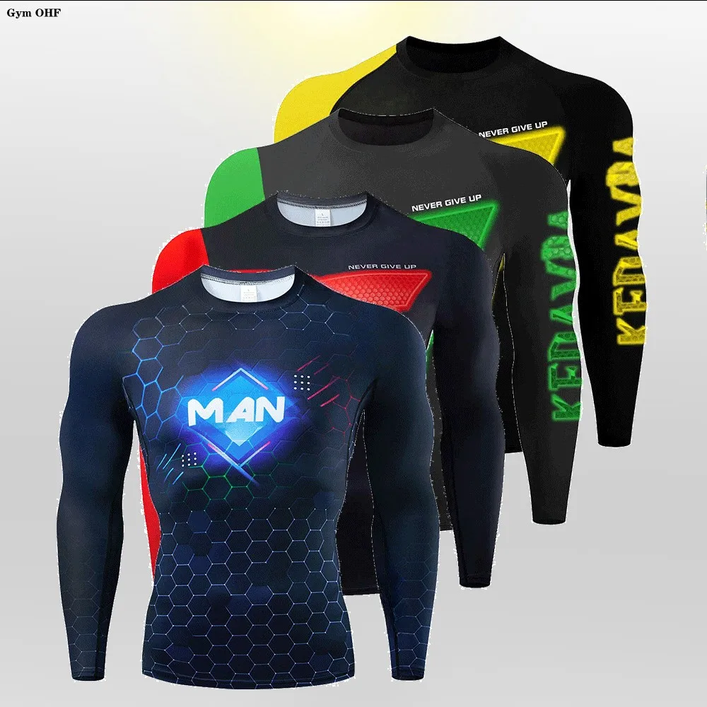 

Men T Shirt Rashguard MMA Jiu Jitsu Long Sleeve Jersey Gym Running Sweatpants Fighting Compression Shirt Legging Sport Men Pants