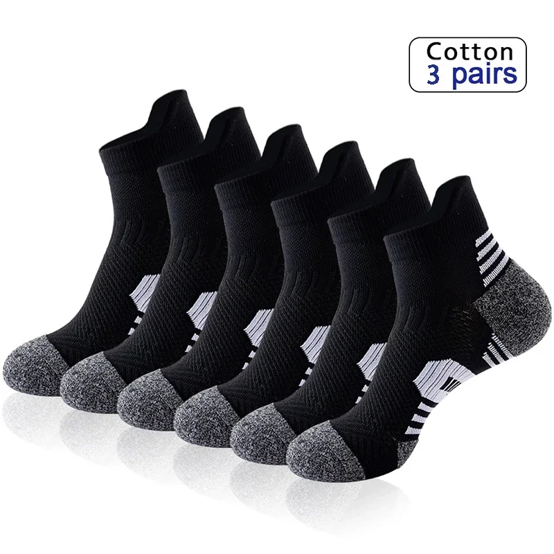 3Pair Professional Fitness Sports Socks Towel Bottom Non-Slip Running Socks Men Women Short Quick-Drying Basketball Training Sox